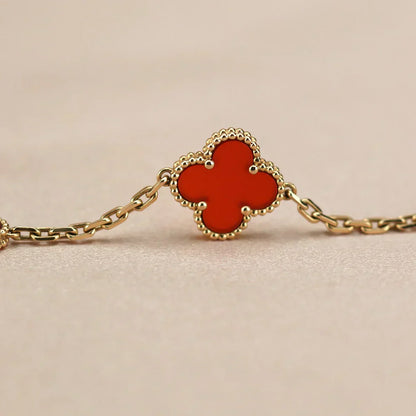[✨ROSE💎] CLOVER 5 MOTIF RED CORNELIAN BRACELET COLLECTION