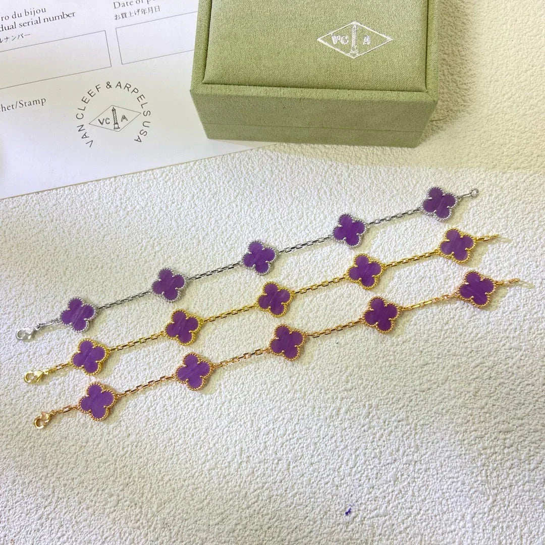 [✨ROSE💎] CLOVER 5 MOTIF VIOLET BRACELET COLLECTION