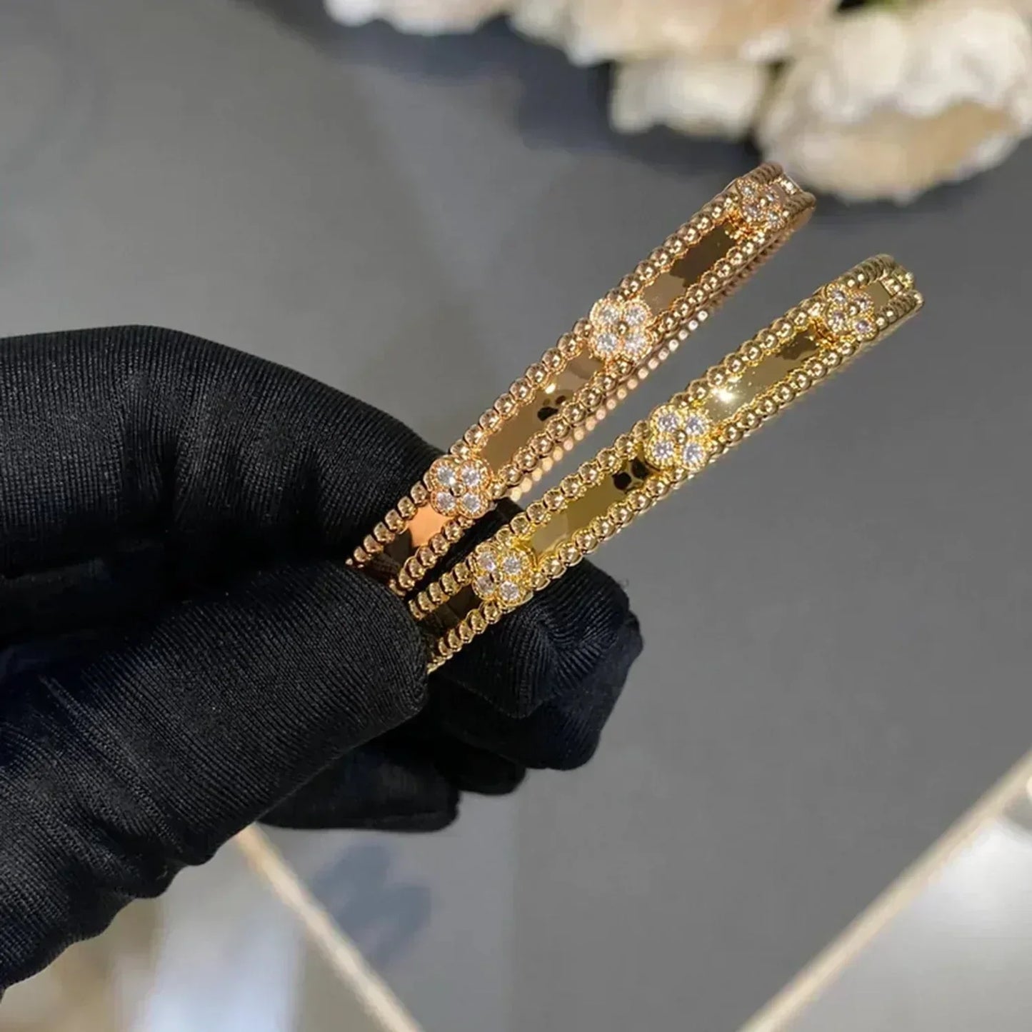 [✨ROSE💎]CLOVER BRACELET 4MM DIAMONDS