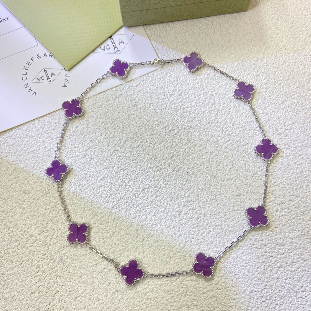 [✨ROSE💎 Jewelry]CLOVER 10 MOTIFS  PURPLE VIOLET  NECKLACE