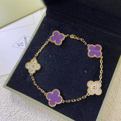 [✨ROSE💎] CLOVER 5 MOTIF VIOLET BRACELET COLLECTION