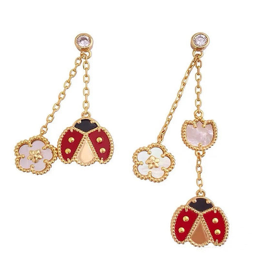 [✨ROSE💎]NEW TASSEL PLUM BLOSSOM LADYBUG EARRINGS