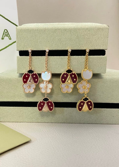 [✨ROSE💎]NEW TASSEL PLUM BLOSSOM LADYBUG EARRINGS