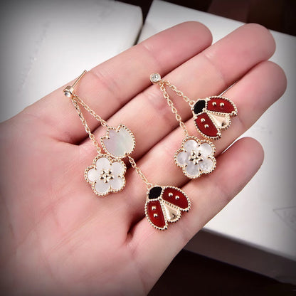 [✨ROSE💎]NEW TASSEL PLUM BLOSSOM LADYBUG EARRINGS