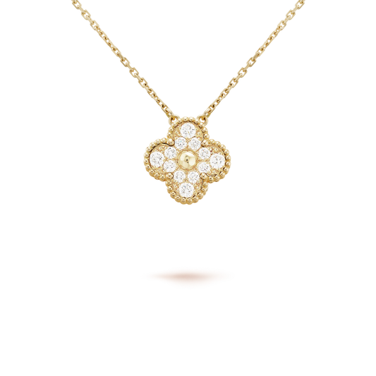 [✨ROSE💎]CLOVER 15MM DIAMOND SINGLE FLOWER NECKLACE