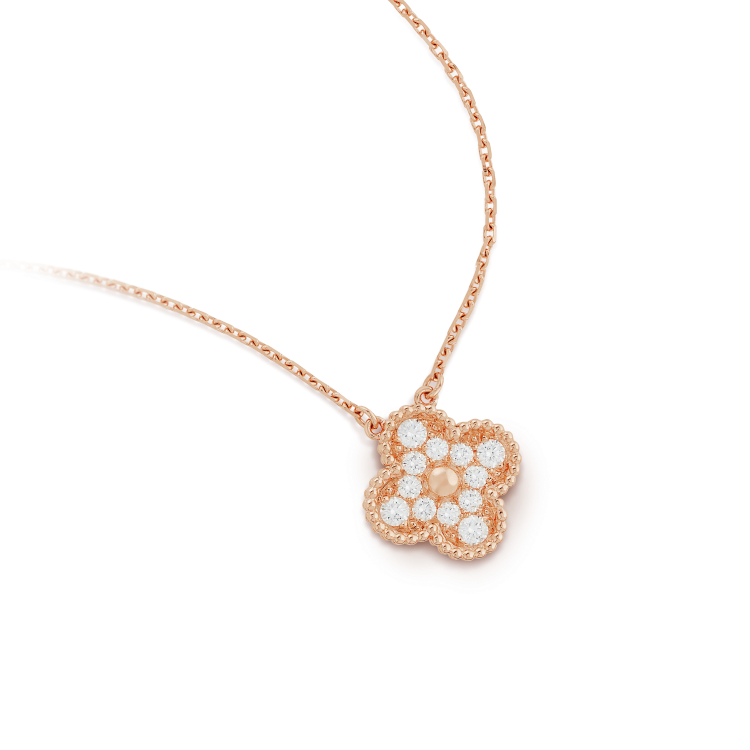 [✨ROSE💎]CLOVER 15MM DIAMOND SINGLE FLOWER NECKLACE