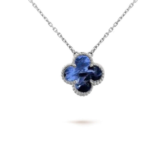[✨ROSE💎]CLOVER 15MM PIETERSITE NECKLACE SILVER