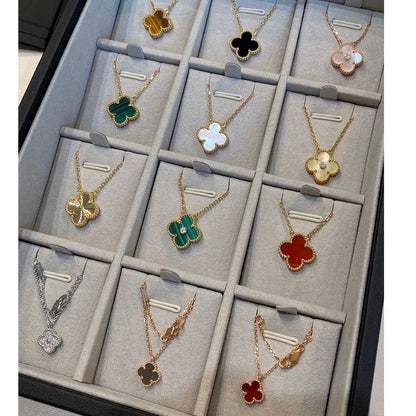 [✨ROSE💎]CLOVER 15MM LASER NECKLACE SILVER