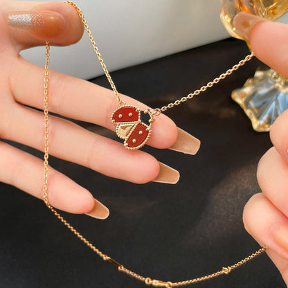 [✨ROSE💎]LUCKY  CARNELIANS LADYBUG NECKLACE