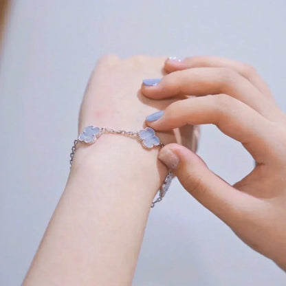[✨ROSE💎] CLOVER 5 MOTIF PURPLE CHALCEDONY BRACELET COLLECTION
