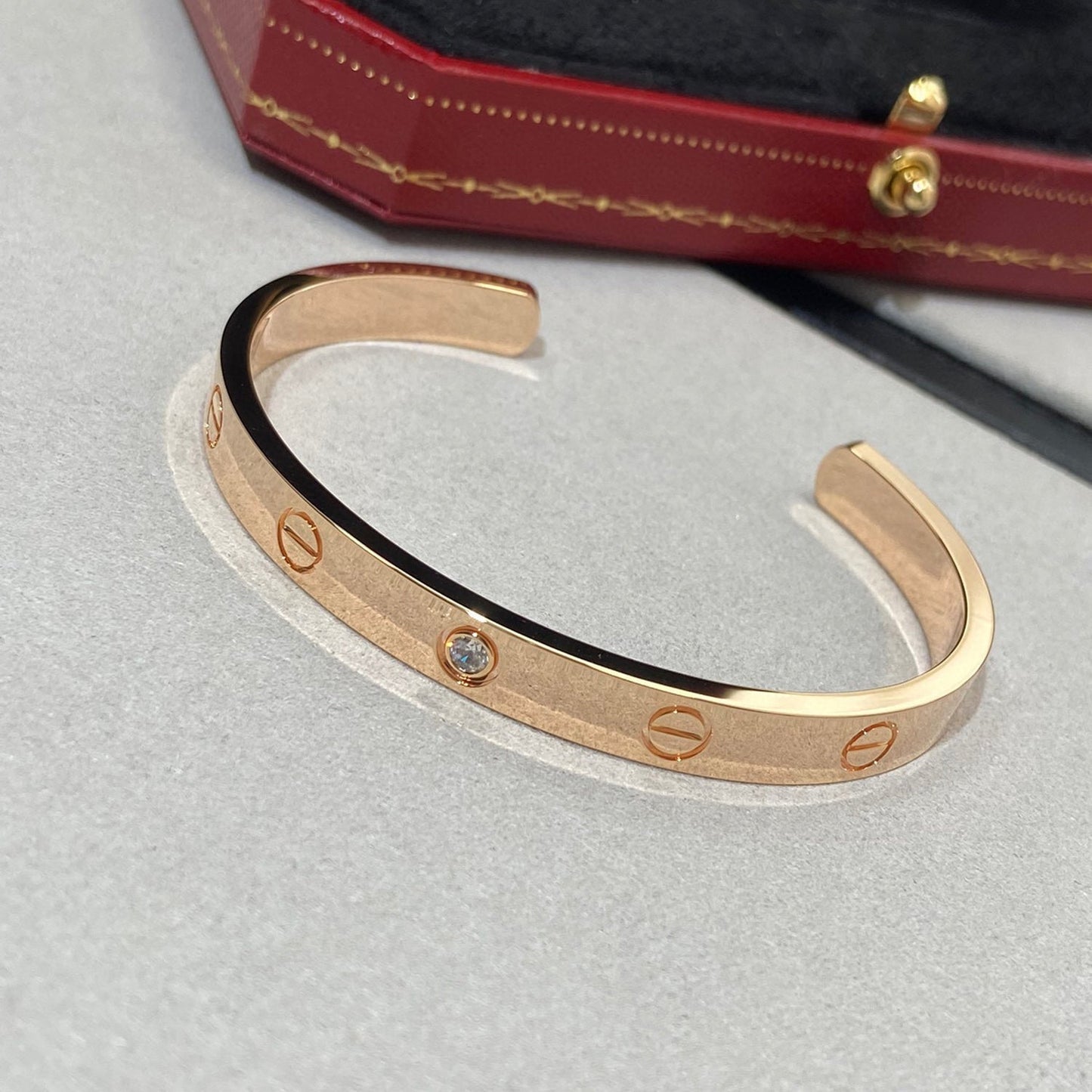 [✨ROSE💎]LOVE BRACELET 6.1MM 1 DIAMOND OPEN CUFF