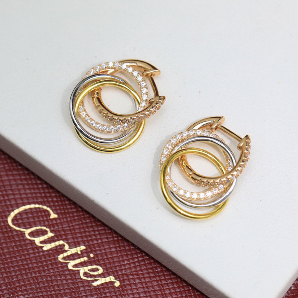 [✨ROSE💎]TRINITY HALF DIAMOND  EARRINGS