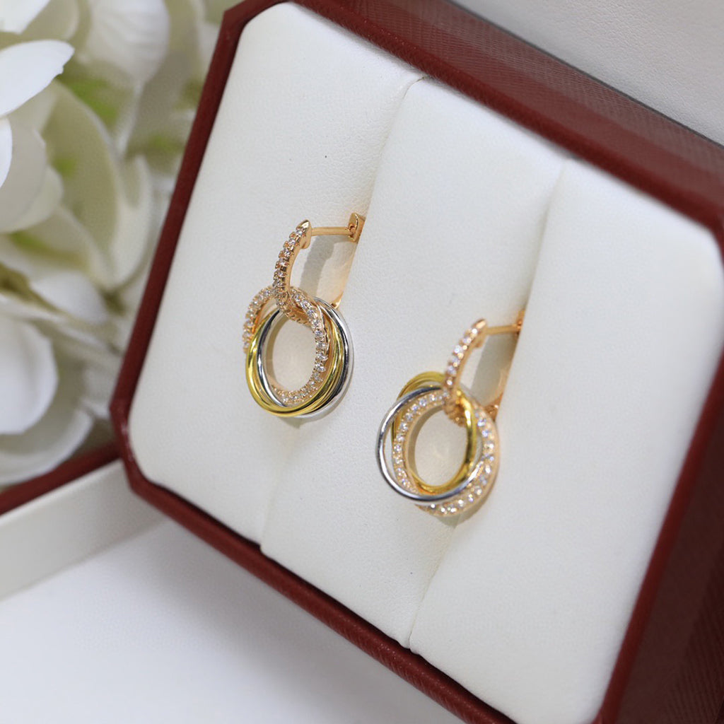 [✨ROSE💎]TRINITY HALF DIAMOND  EARRINGS