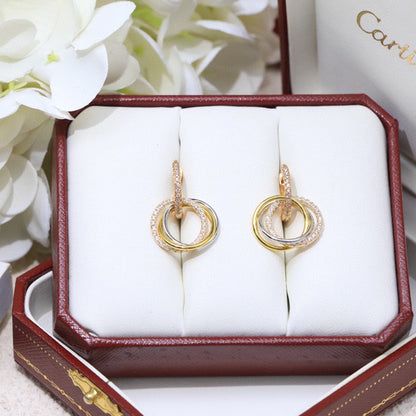 [✨ROSE💎]TRINITY HALF DIAMOND  EARRINGS