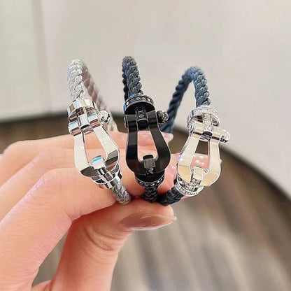 [✨ROSE💎]FORCE LARGE HORSESHOE HALF DIAMOND BRACELET SILVER