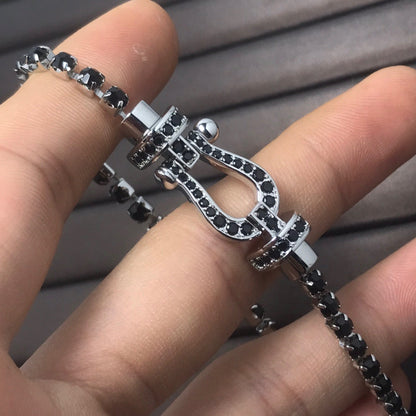 [✨ROSE💎]FORCE  LARGE HORSESHOE FULL DIAMOND TENNIS BRACELET