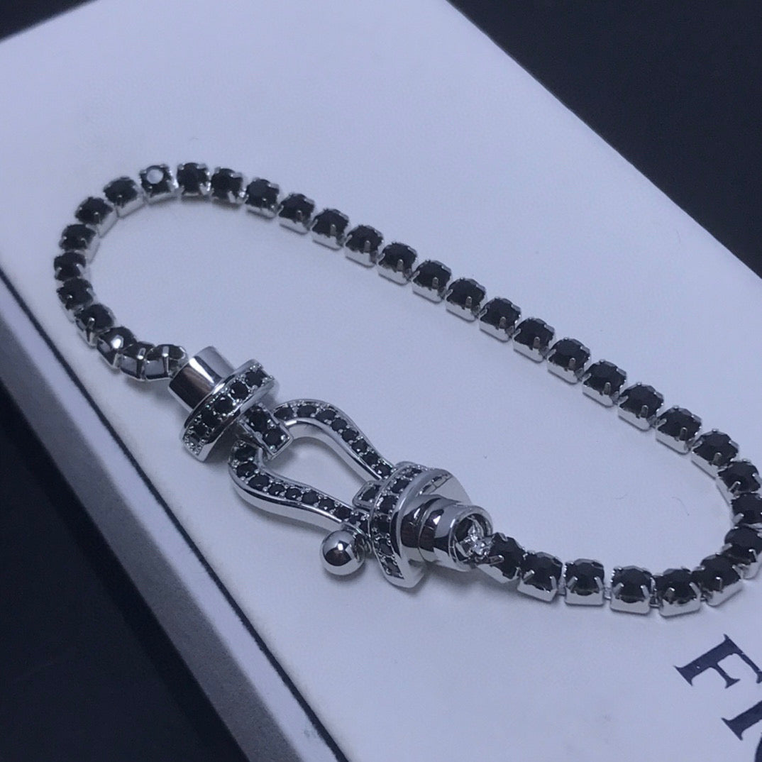 [✨ROSE💎]FORCE  LARGE HORSESHOE FULL DIAMOND TENNIS BRACELET