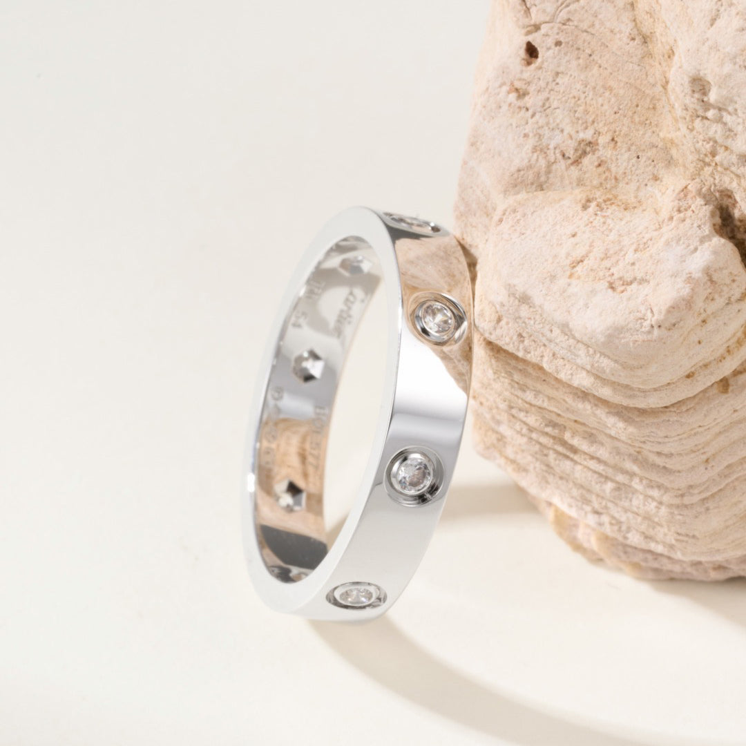 [✨ROSE💎]LOVE 4MM 8 DIAMOND RING