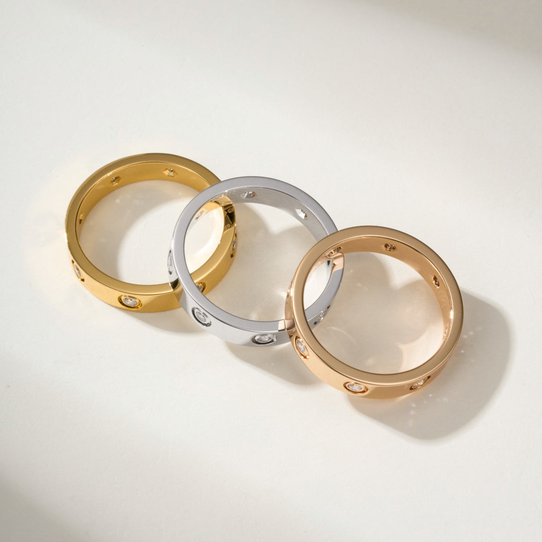 [✨ROSE💎]LOVE 4MM 8 DIAMOND RING