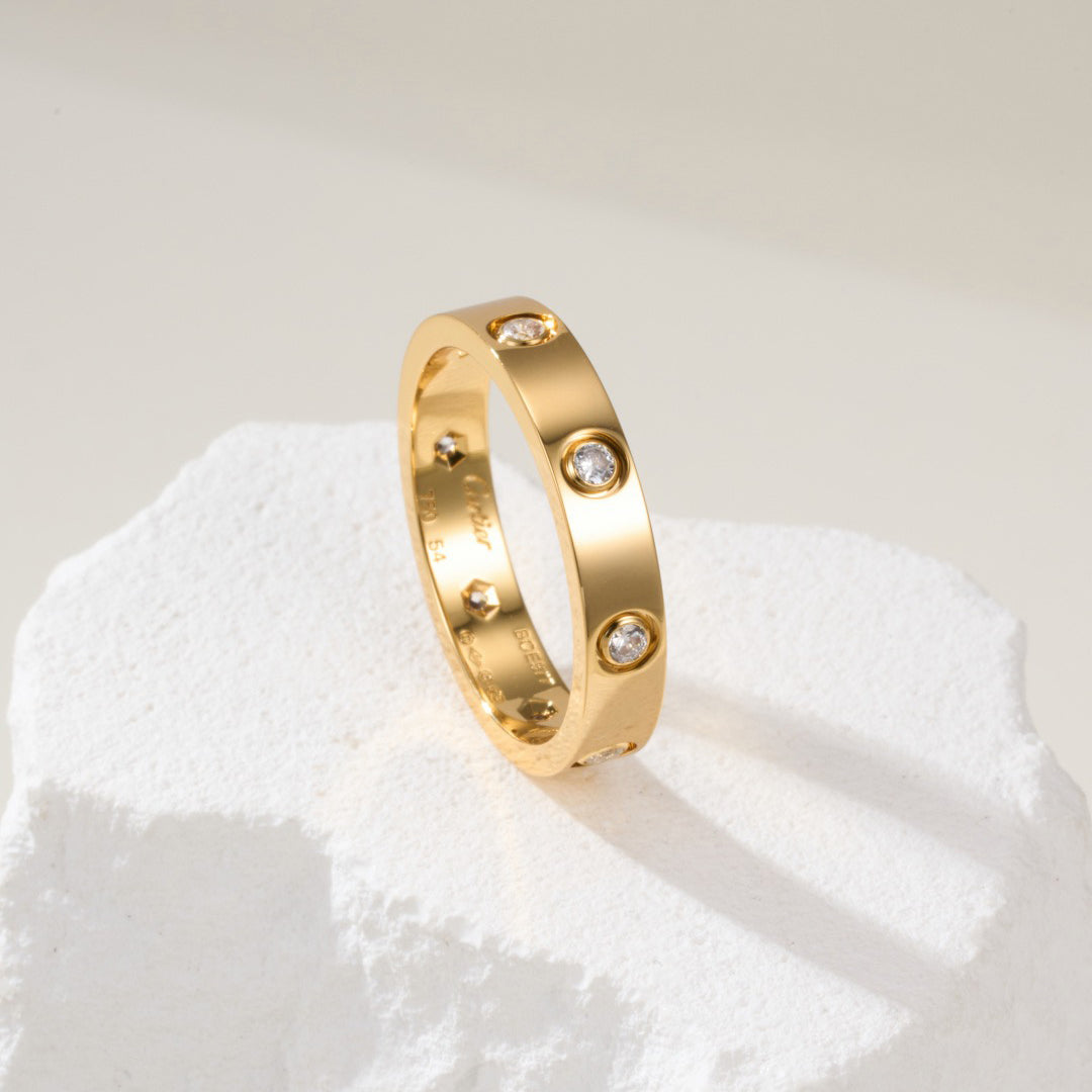 [✨ROSE💎]LOVE 4MM 8 DIAMOND RING