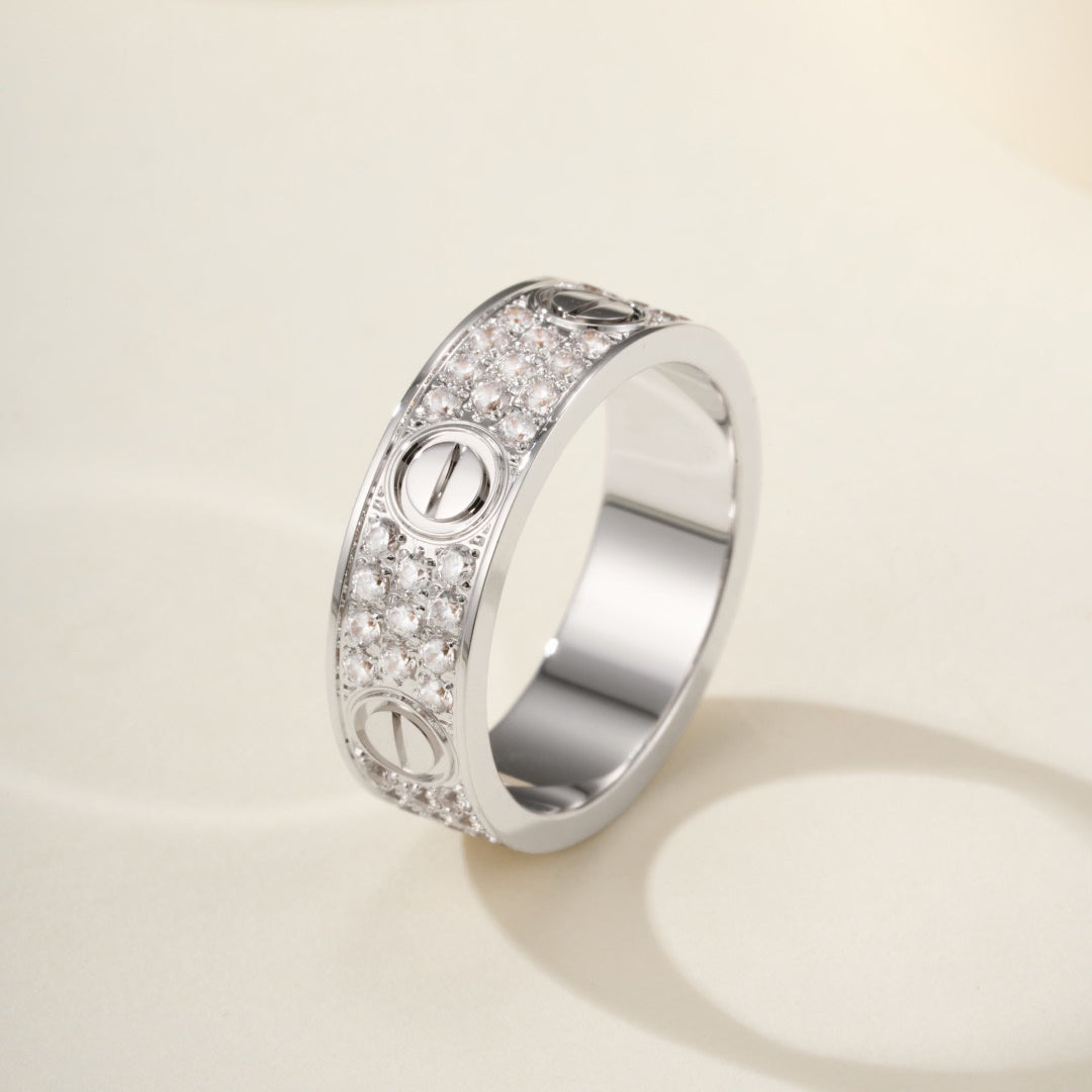 [✨ROSE💎]LOVE RING 5.5MM DIAMONDS PAVED