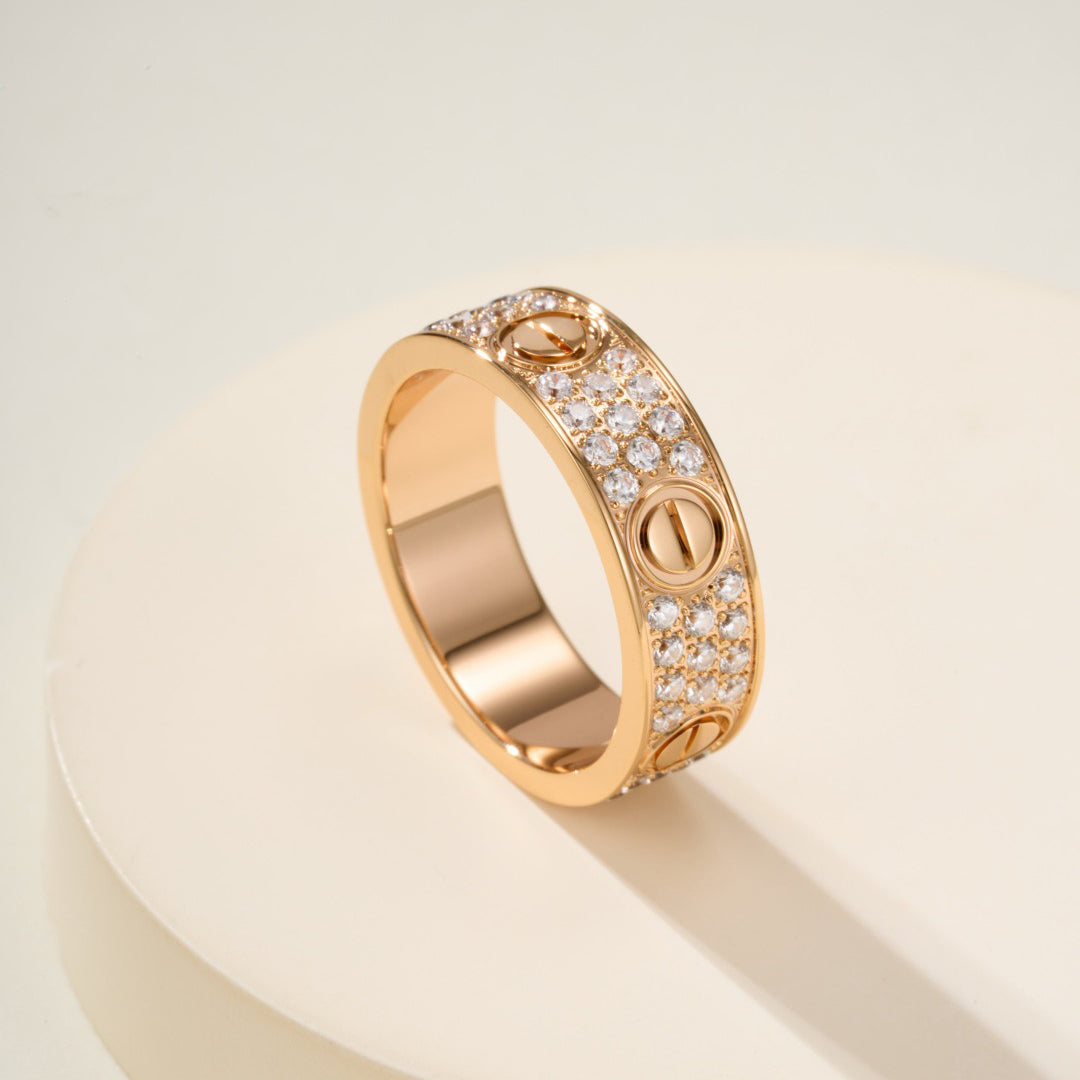 [✨ROSE💎]LOVE RING 5.5MM DIAMONDS PAVED