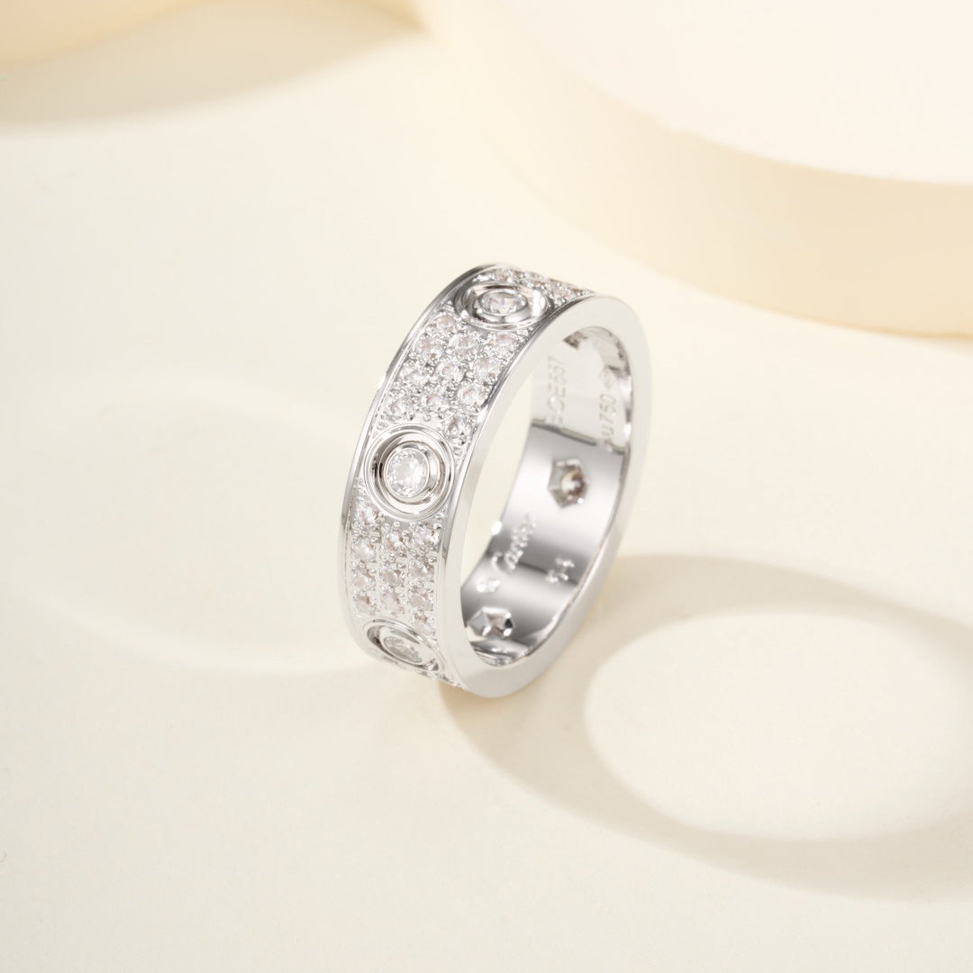 [✨ROSE💎]LOVE 5.5MM FULL-PAVE 6-DIAMOND RING