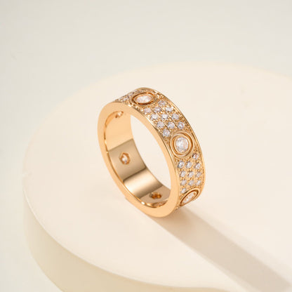 [✨ROSE💎]LOVE 5.5MM FULL-PAVE 6-DIAMOND RING