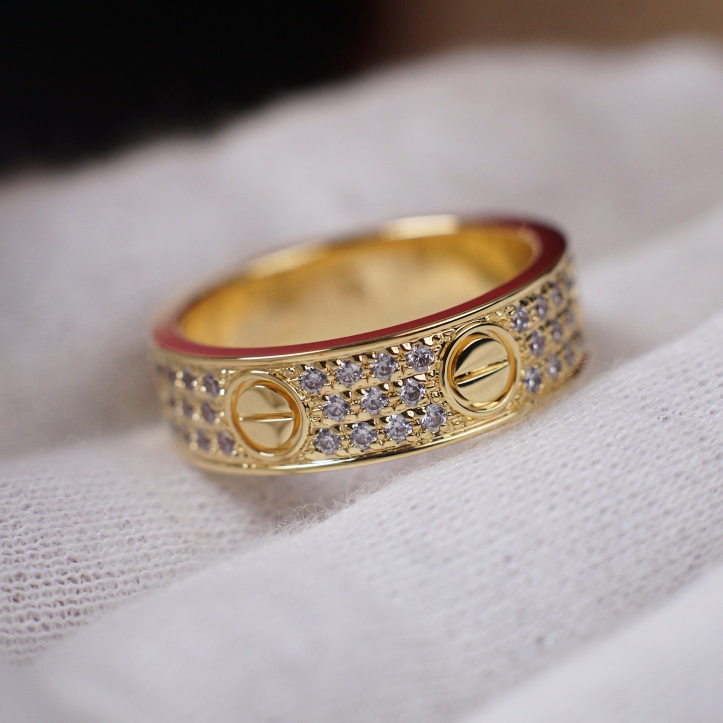 [✨ROSE💎]LOVE RING 5.5MM DIAMONDS PAVED