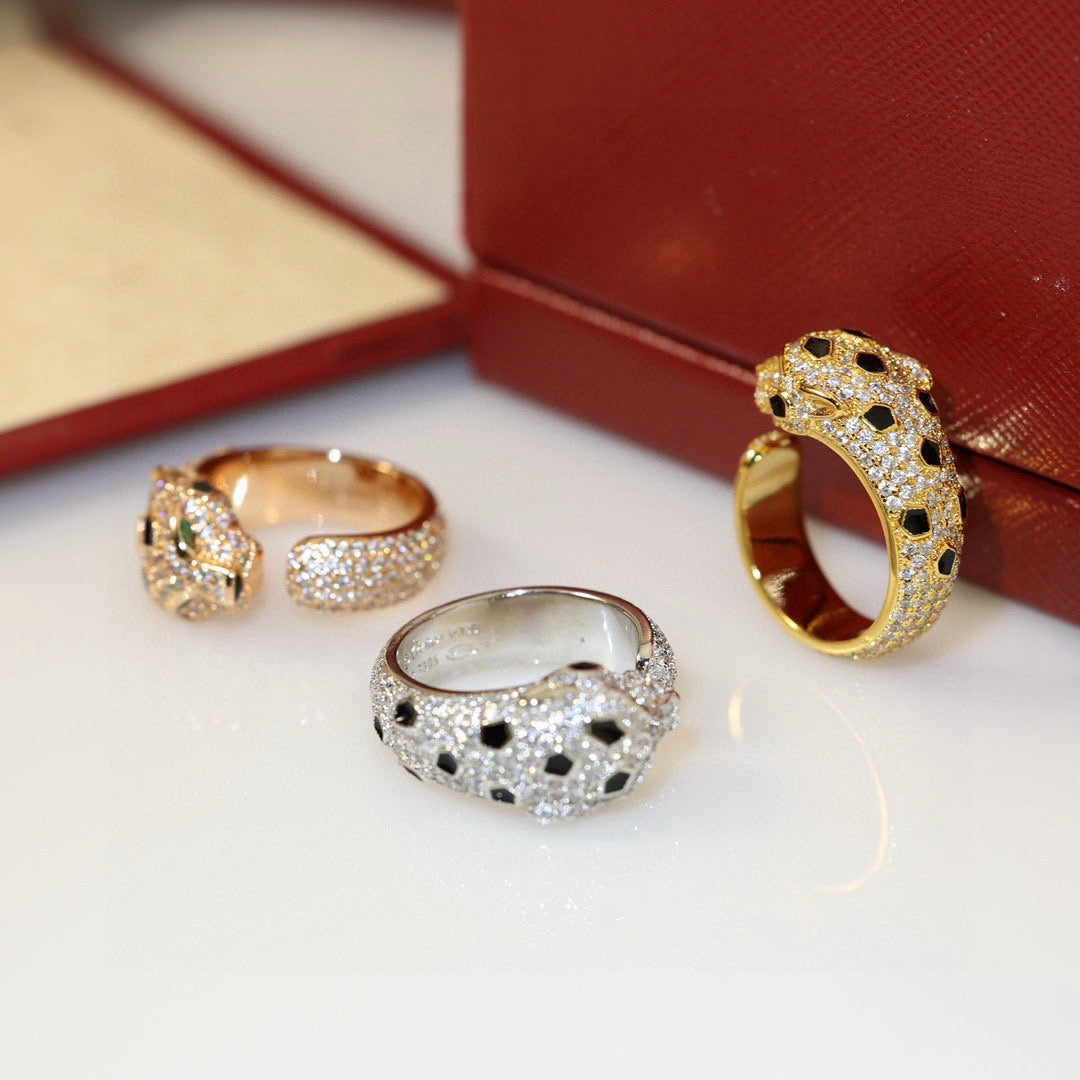 [✨ROSE💎]PANTHERE SPOTTED FULL DIAMOND MEDIUM RING