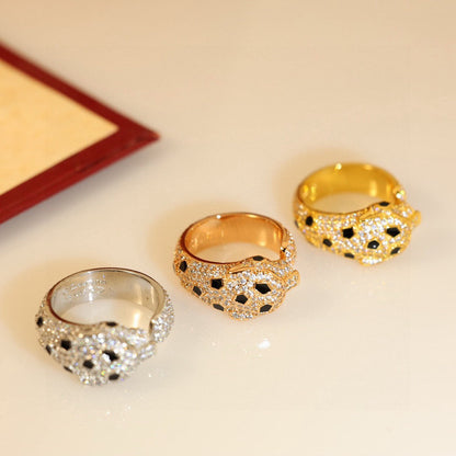 [✨ROSE💎]PANTHERE SPOTTED FULL DIAMOND MEDIUM RING