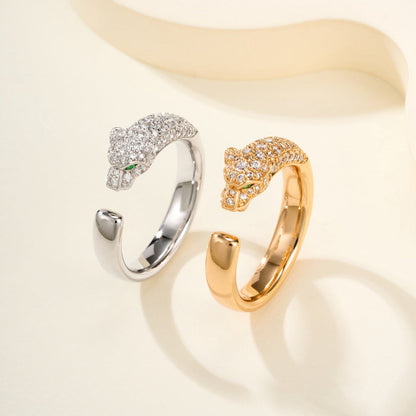 [✨ROSE💎]PANTHERE HALF DIAMOND SMALL RING