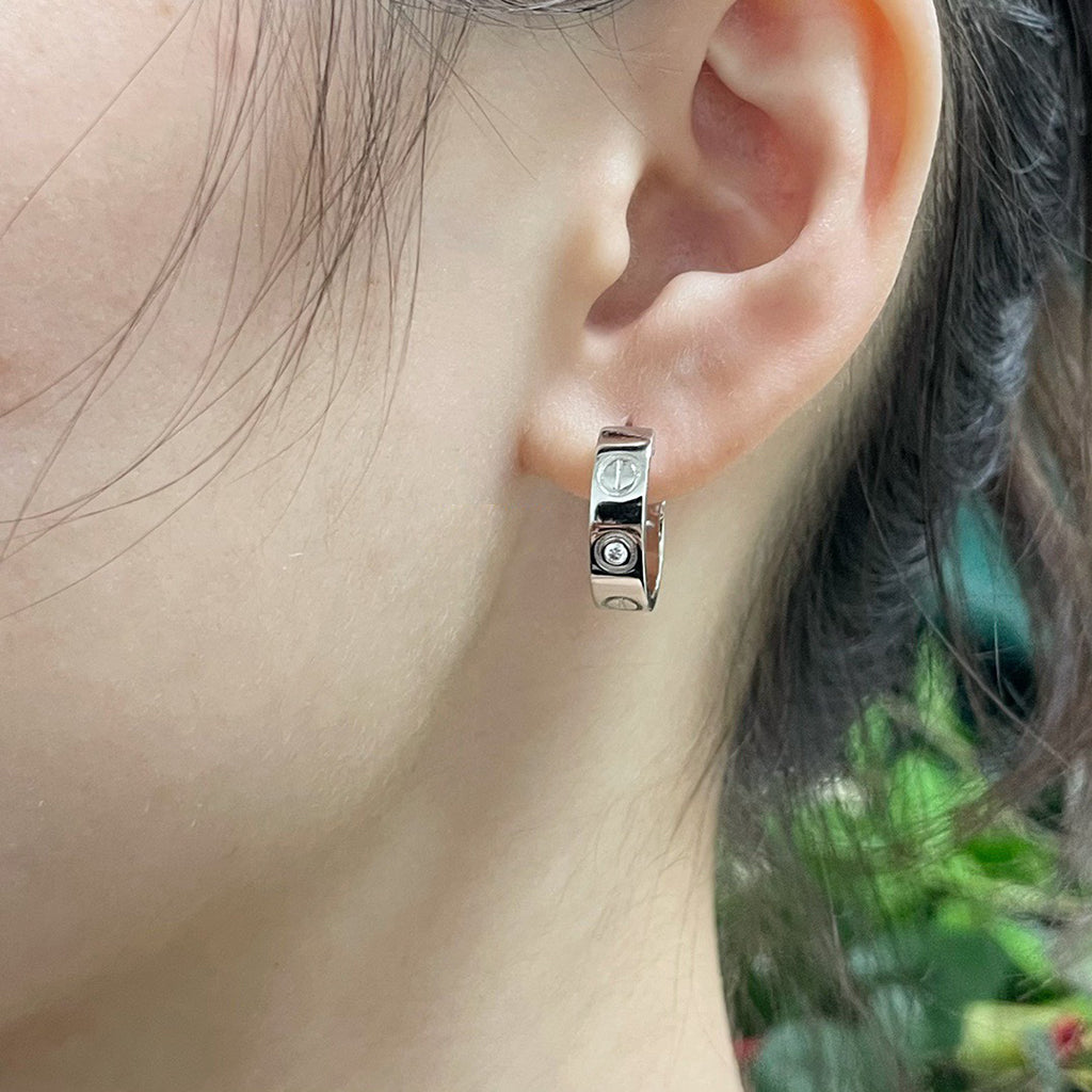 [✨ROSE💎]LOVE EARRINGS 5.7MM 2 DIAMONDS