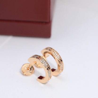 [✨ROSE💎]LOVE 5.5MM DIAMOND PAVED EARRINGS