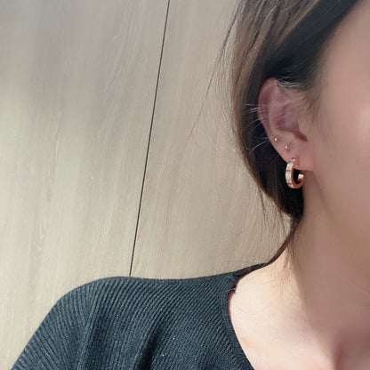 [✨ROSE💎]LOVE 5.5MM DIAMOND PAVED EARRINGS