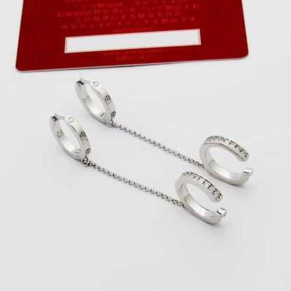 [✨ROSE💎]LOVE 3.0MM HALF DIAMOND EARRINGS