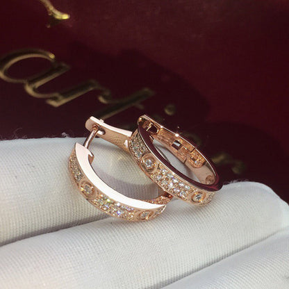 [✨ROSE💎]LOVE 5.5MM DIAMOND PAVED EARRINGS