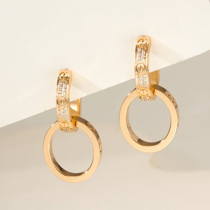 [✨ROSE💎]LOVE 3.3MM DANGLE HALF DIAMOND EARRINGS