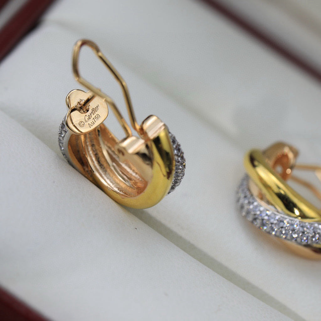 [✨ROSE💎]TRINITY HALF DIAMOND  CLASSIC EARRINGS