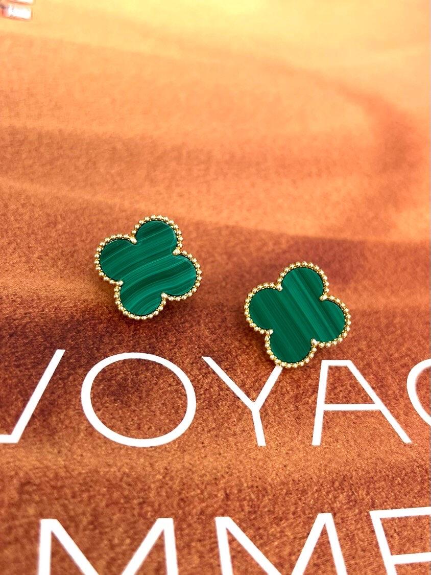 [✨ROSE💎] CLOVER LARGE (20mm) 1 MOTIFS GREENER MOP STUD EARRINGS