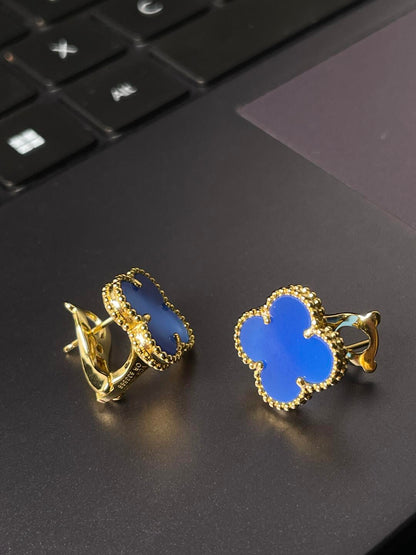 [✨ROSE💎] CLOVER LARGE (20mm) 1 MOTIFS BLUE MOP STUD EARRINGS