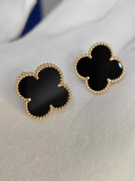 [✨ROSE💎]CLOVER 20MM BLACK MOP EARRINGS