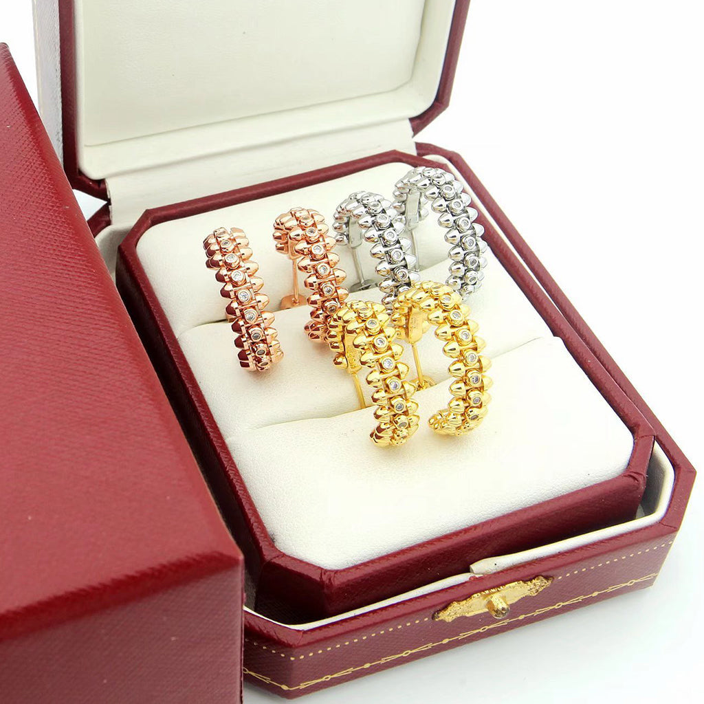 [✨ROSE💎]CLASH FULL DIAMOND MEDIUM EARRINGS