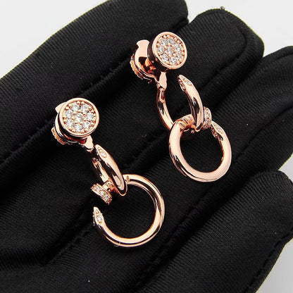 [✨ROSE💎]JUSTE HALF DIAMOND DOUBLE EARRINGS