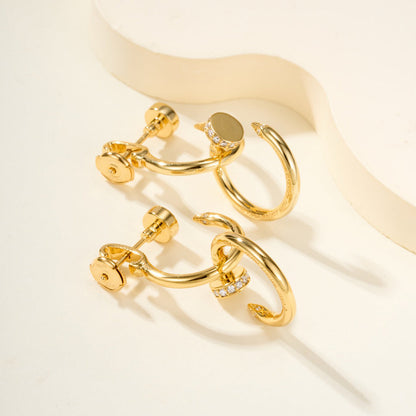 [✨ROSE💎]JUSTE HALF DIAMOND DOUBLE EARRINGS
