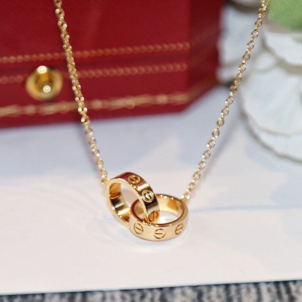 [✨ROSE💎]LOVE DOUBLE RING NECKLACE