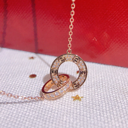 [✨ROSE💎]LOVE  FULL DIAMOND PENDANT NECKLACE