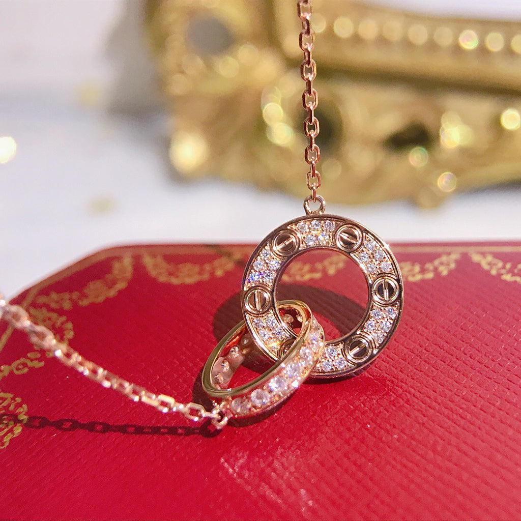[✨ROSE💎]LOVE  FULL DIAMOND PENDANT NECKLACE