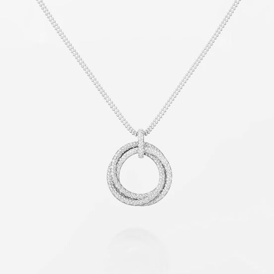 [✨ROSE💎]TRINITY LARGE FULL DIAMOND  NECKLACE