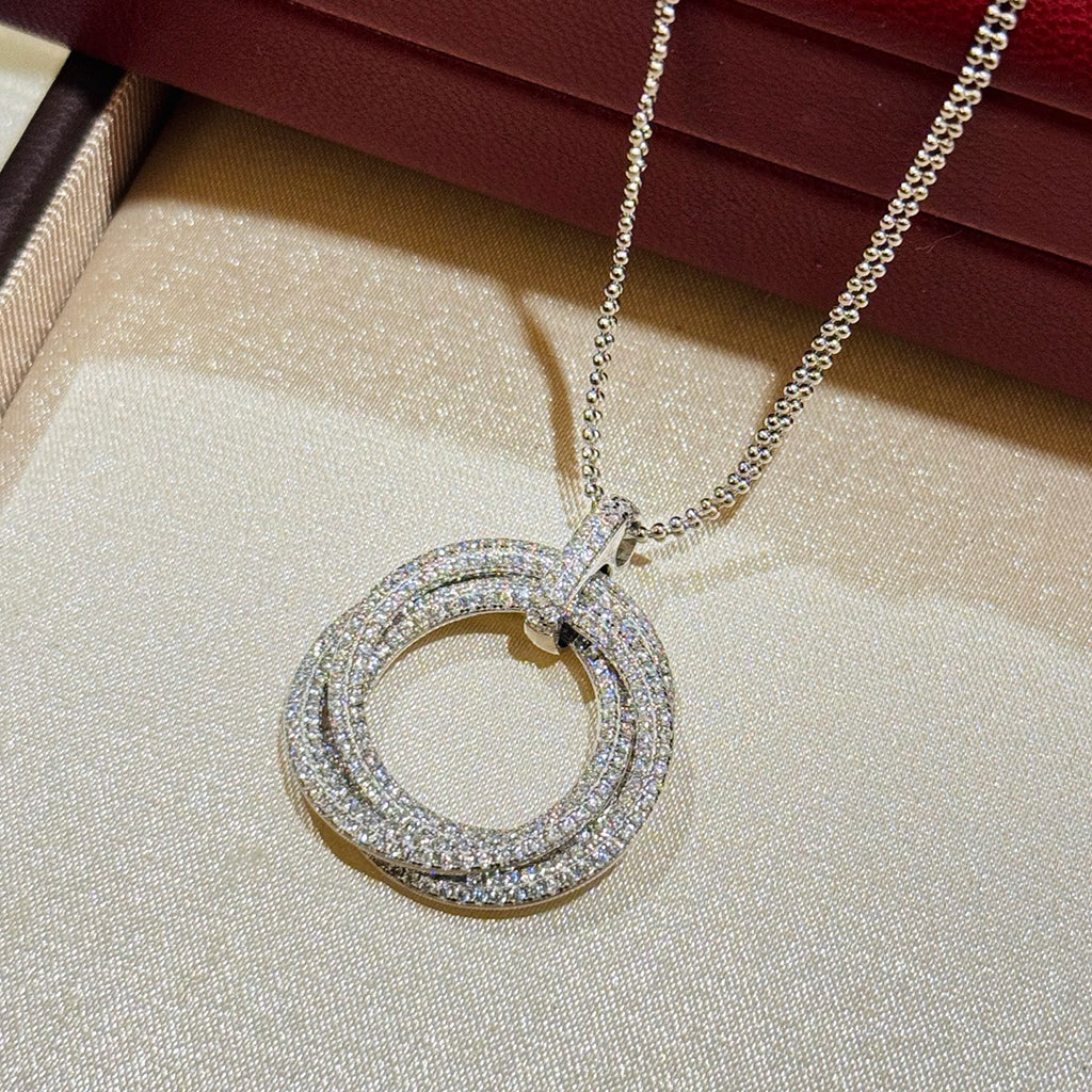 [✨ROSE💎]TRINITY LARGE FULL DIAMOND  NECKLACE